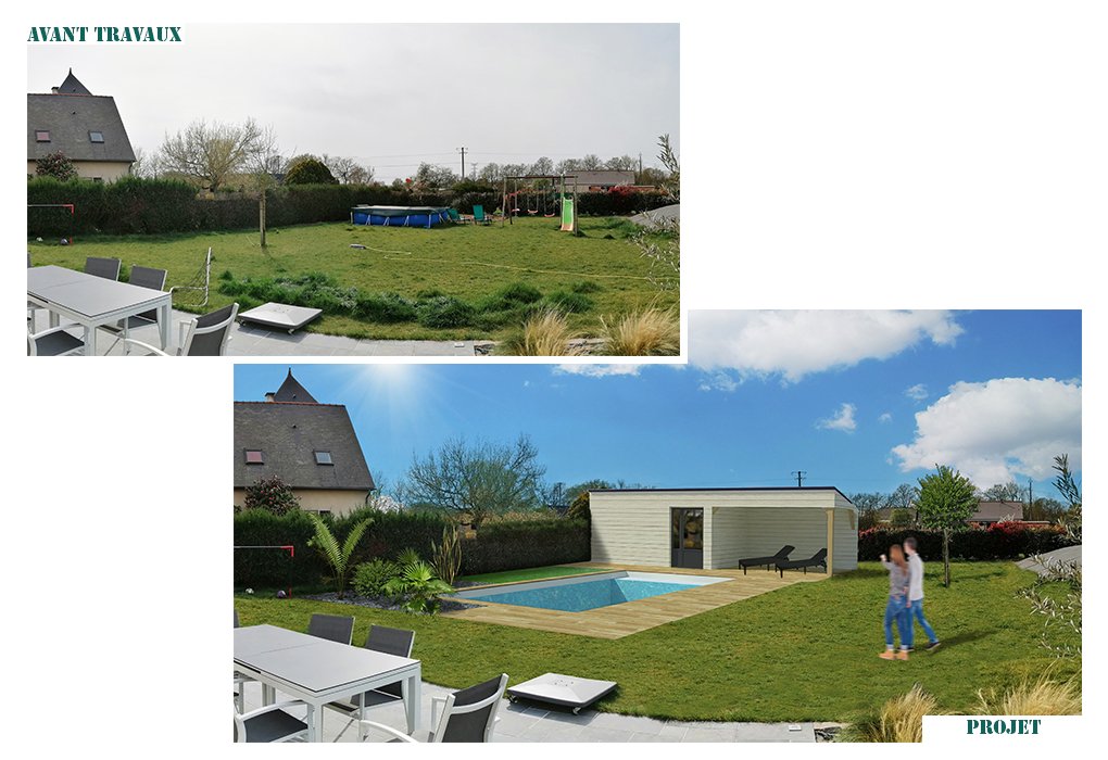 Création d'une piscine et d'un pool house, à Longué-Jumelles